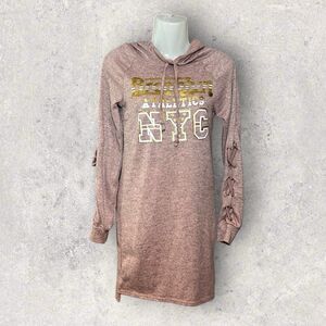 Love New York Brooklyn Athletics Graphic Tunic Hoodie Lace Sleeves Small NEW